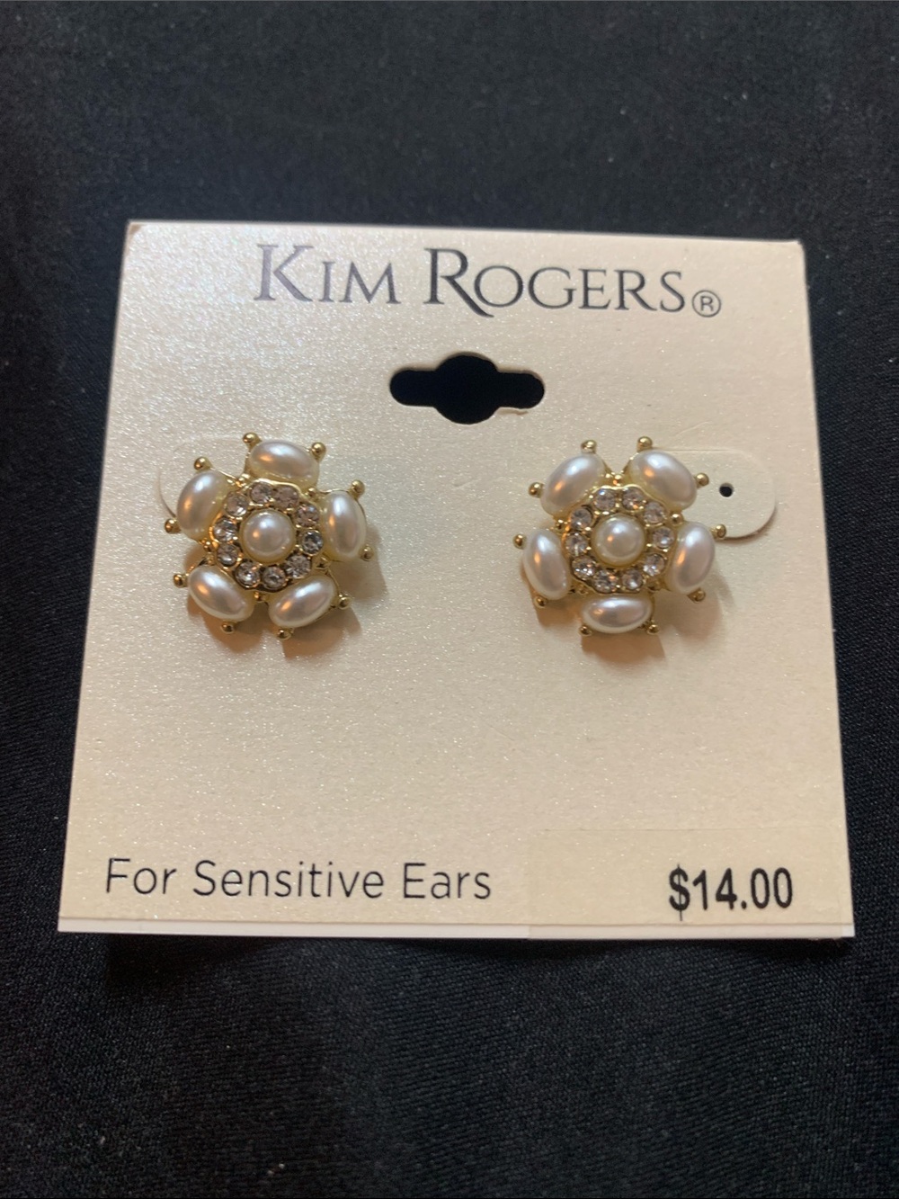 Kim Rogers Gold-Tone Faux Pearl & Crystal Flower Stud Earrings